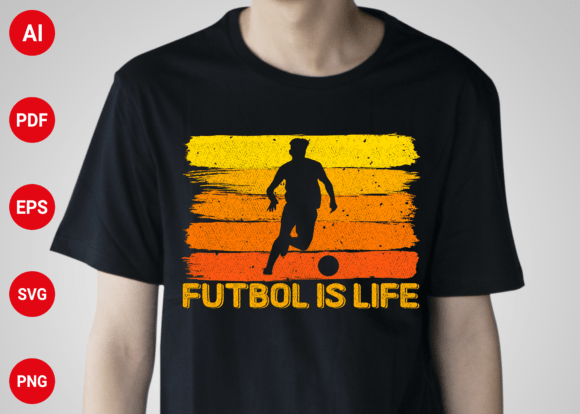 Futbol is Life Retro Soccer Design for T-Shirt Graphics & Branding