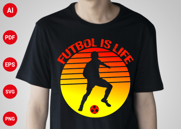 Futbol Is Life Retro Vintage Soccer Graphics for T-Shirt Designs