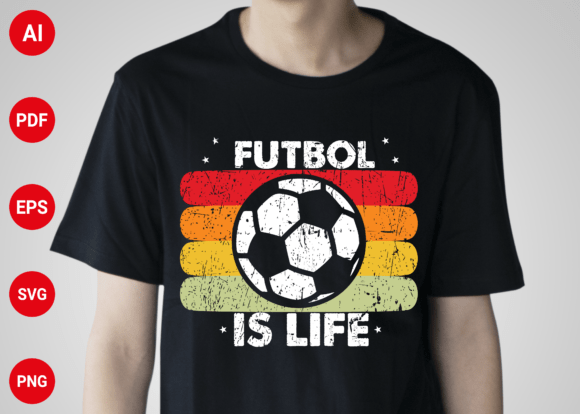Futbol is Life Vintage Soccer Graphics for T-Shirt Designs